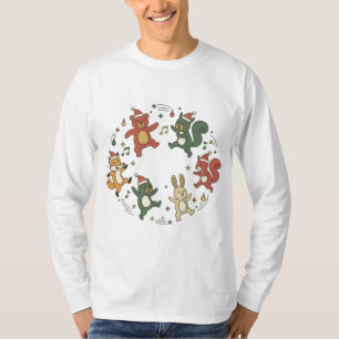 Camiseta Animais de Natal Fofo Dançando