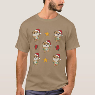 Camiseta Animais de Natal Meerkat Inverno Meerkats amigo