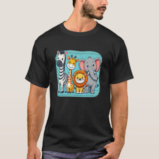 Camiseta Animais de Safari Amigos da Selva Celebrem Criança