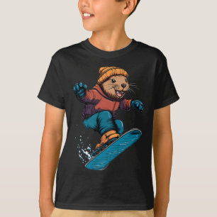 Camiseta Animais De Snowboard - Castor Num Snowboard Snowbo