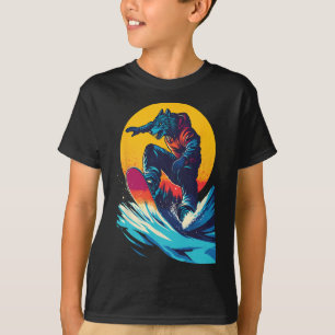 Camiseta Animais De Snowboard - Lobo Num Snowboard Snowboar