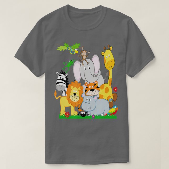 Camiseta Animais De Zoológico Camiseiros Festa de aniversár (Frente do Design)