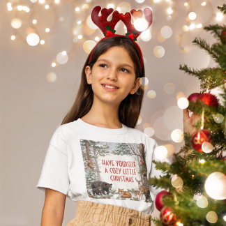 Camiseta Animais do Bosque Aconchegante Natal
