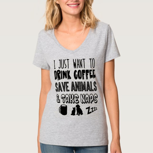 Camiseta Animais do café & da economia do bebendo (Frente)