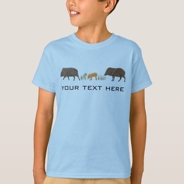 Camiseta Animais do Deserto de Retrato da Família Javelina  (Frente)