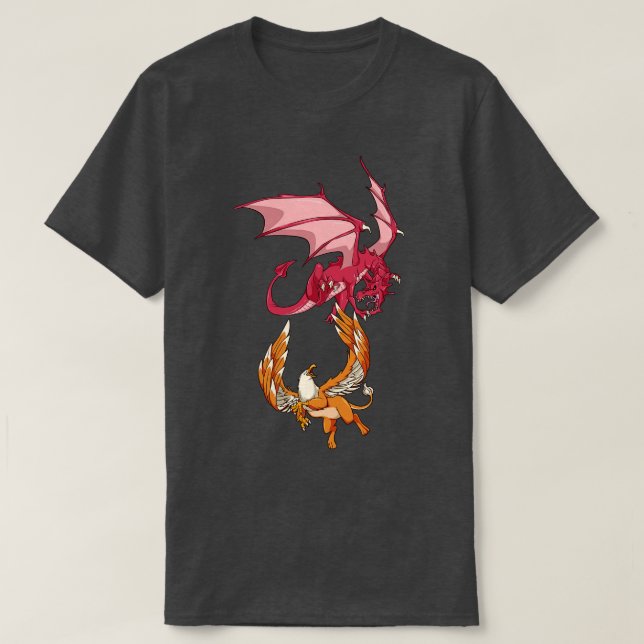 Camiseta Animais do dragão mitológico vs. griffin (Frente do Design)