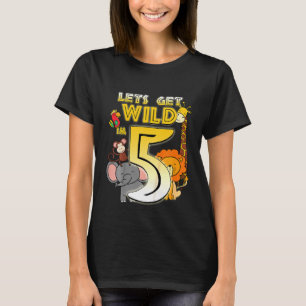 Camiseta Animais do Jardim Zoológico Safari 5 Birthday Boys