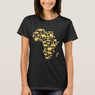 Camiseta Animais do Mapa da África Melanina História Negra