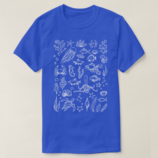 Camiseta Animais do mar (Frente do Design)