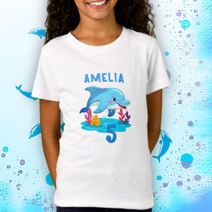 Camiseta Animais do Mar de Golfinho Cujo Nome Aniversário
