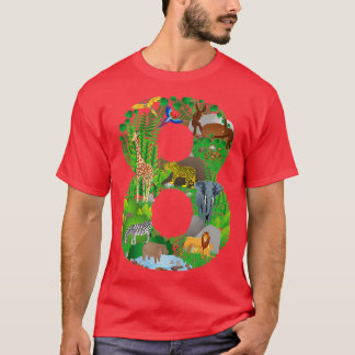 Camiseta Animais do Tema do Zoológico Selvagem Safari Oitav
