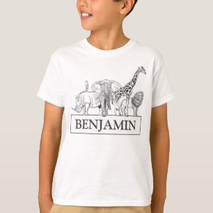 Camiseta Animais do Zoológico Preto e Branco Personalizados