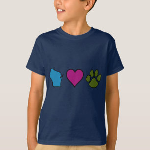 Camiseta Animais dos corações de Wisconsin