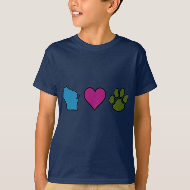 Camiseta Animais dos corações de Wisconsin (Frente)