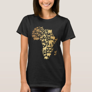 Camiseta Animais Dourados do Mapa Africano