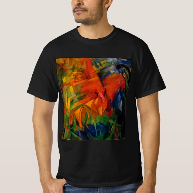 Camiseta Animais em uma paisagem por Franz Marc (Frente)