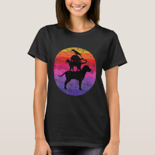 Camiseta Animais Empilhados Da Vintagem Pets Retro Sun Colo