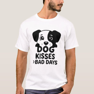 Camiseta animais engraçados CÃES BEIJOS DIAS RUINS