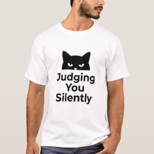 Camiseta animais engraçados café de gato julgando você sile