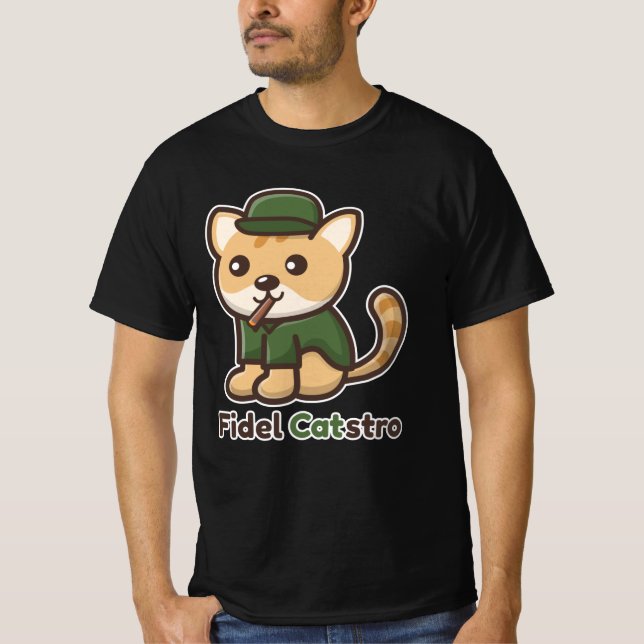 Camiseta Animais Engraçados Cat Fidel Castro (Frente)