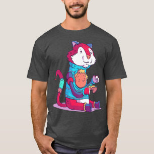 Camiseta Animais Engraçados De Gato Fazendo Videos games