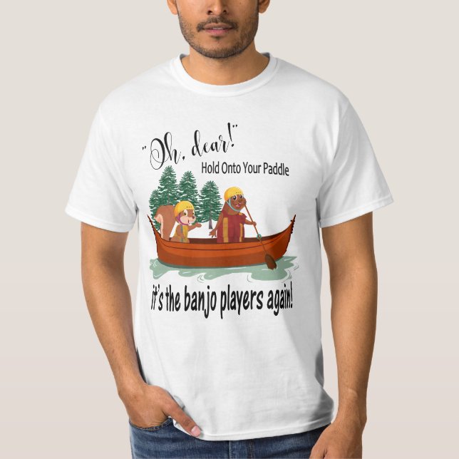 Camiseta Animais engraçados em uma canoa, homens dos (Frente)