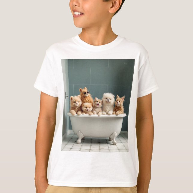 Camiseta Animais engraçados na banheira (Frente)