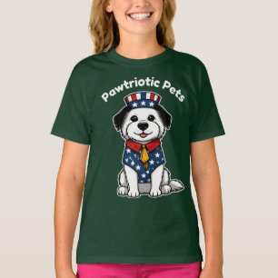 Camiseta Animais engraçados Pets Patrióticos Cachorro Gato