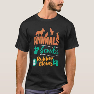Camiseta Animais esfregam borracha - luvas veterinárias