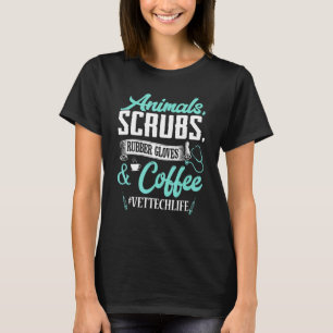 Camiseta Animais Esfregam Luvas de Borracha e Café Técnico