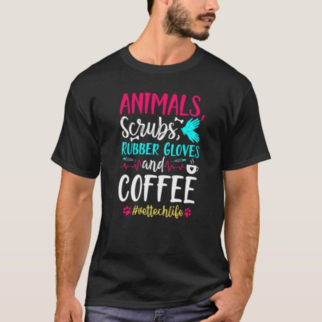 Camiseta Animais esfregam luvas Vet Tech Veterinarians Stud (Frente)