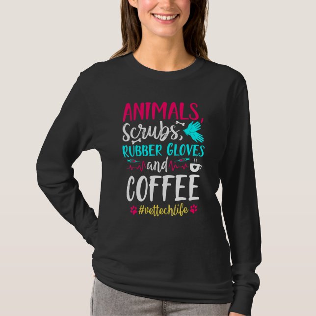 Camiseta Animais esfregam luvas Vet Tech Veterinarians Stud (Frente)