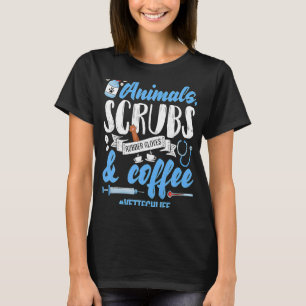 Camiseta Animais Esfregões Borracha Luvas Café Veterinário