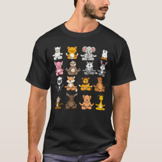 Camiseta Animais fazendo ioga animais meditando menino