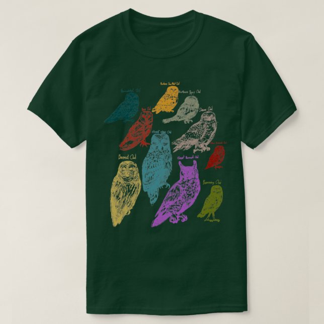 Camiseta Animais Florestais Coruja de Aves Nativas (Frente do Design)