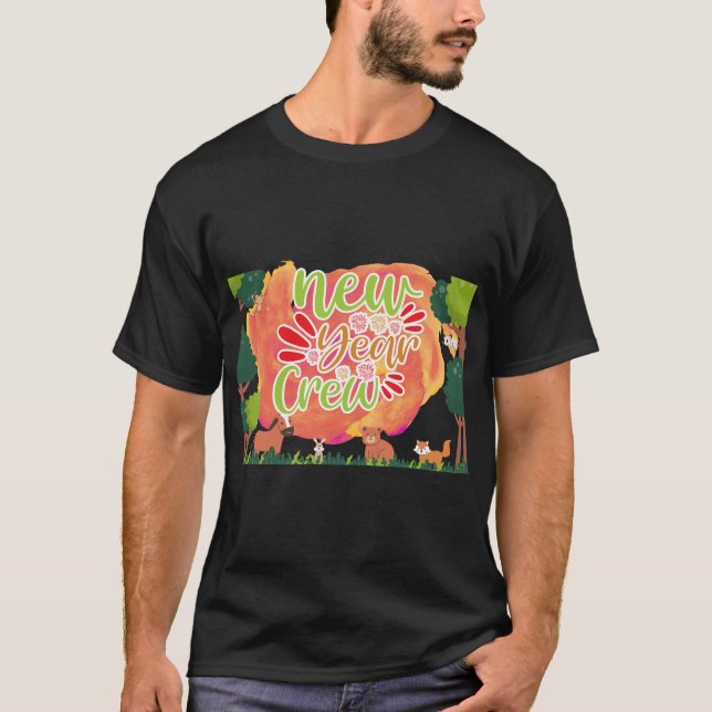 Camiseta Animais Florestais de Tripulação do Ano Novo (Frente)