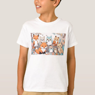 Camiseta Animais florestais - Raposa e Coruja