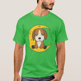 Camiseta Animais Fofos Beagle Lua Para Amigos à Noite
