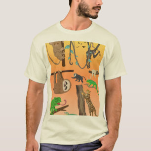 Camiseta Animais Fofos da Selva Preguiça & Chuva