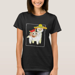 Camiseta Animais Fofos Lhama Preguiça Melancia Cinco De Mai
