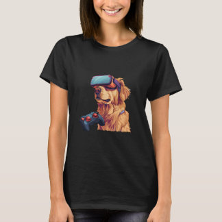 Camiseta Animais Jogando- Golden Retriever Jogando Console 