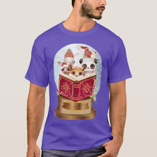 Camiseta Animais lêem em um globo de neve no amigo de Natal