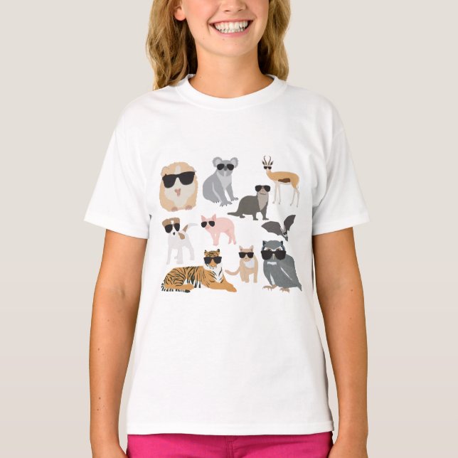 Camiseta Animais legal e Engraçados Vestindo óculos escuros (Frente)