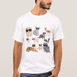Camiseta Animais legal e Engraçados Vestindo óculos escuros