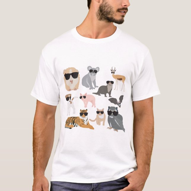 Camiseta Animais legal e Engraçados Vestindo óculos escuros (Frente)