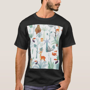 Camiseta Animais lindos: rabisco da floresta tropical.