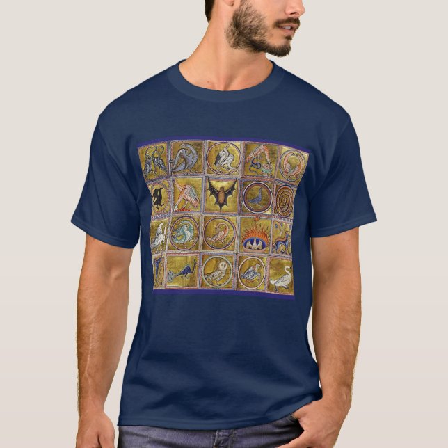 CAMISETA ANIMAIS MÉDIOS BESTIÁRIOS, FANTÁSTICOS, AZUL VERME (Frente)