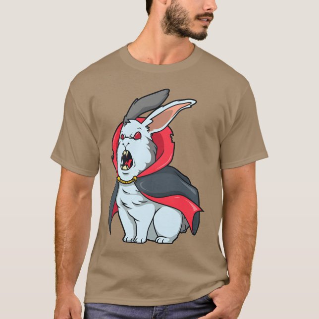 Camiseta Animais Monstros Coelho Vampiro retrô (Frente)