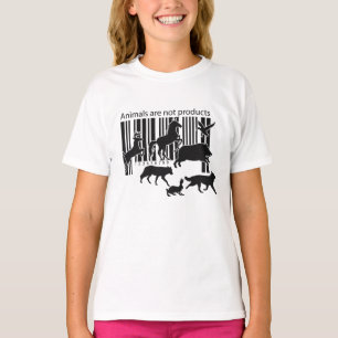 Camiseta Animais não são produtos Código de barras garotas 