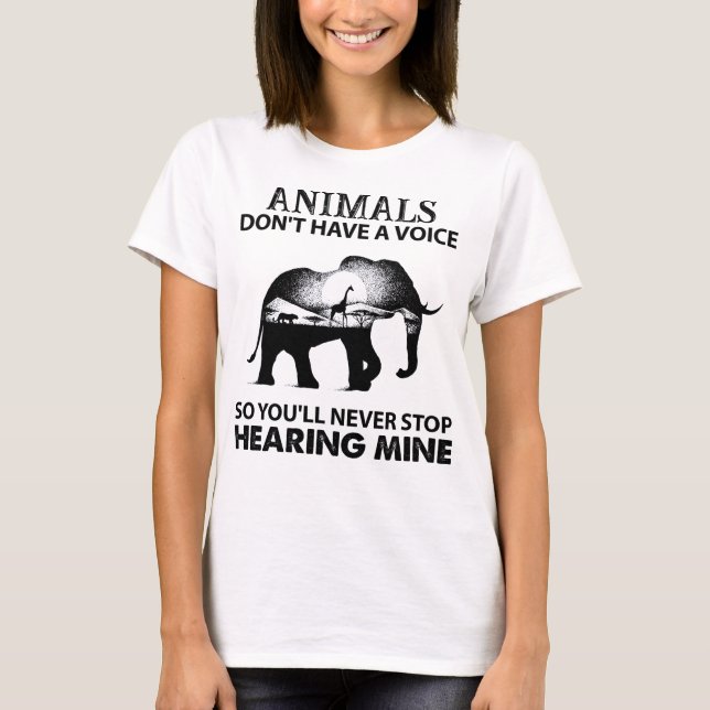 Camiseta Animais não têm voz, então animais preservam (Frente)
